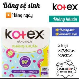 Băng vệ sinh KOTEX hằng ngày (8 miếng x 15 & 17.5 cm)