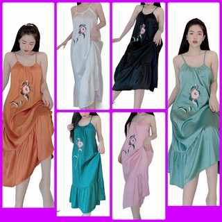 VÁY LỤA THÊU HOA SẮC NÉT ĐUÔI CÁ LỤA LATIN LOẠI 1 CHẤT XỊN