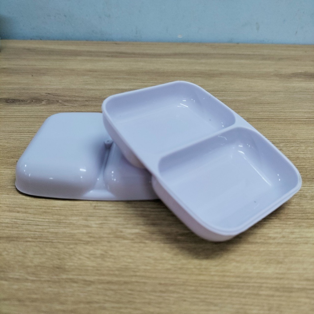 COMBO 3 Chiếc Đĩa Nhựa loại 2 Ngăn Đựng Gia Vị Cho Nhà Bếp Đĩa Nhựa Phip Đựng Nước Chấm Việt Nhật Plastic No.1205