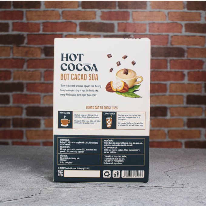 Bột Cacao Sữa Heyday - Combo 10 gói tiện lợi 20g - Giàu Khoáng, Chất Xơ Hoà Tan - Vị Chocolate Chân Thật Từ Cacao