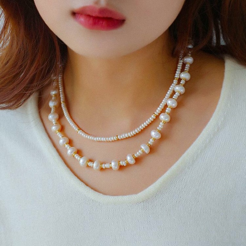 Bộ vòng cổ đôi ngọc trai nhân tạo hạt nhỏ 5ly