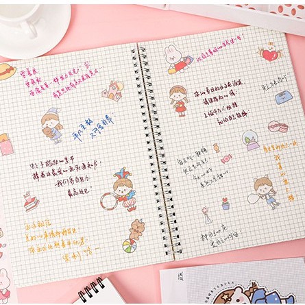 Bộ 4 tờ Sticker dán sổ nhật ký túi bút điện thoại theo chủ đề ST31