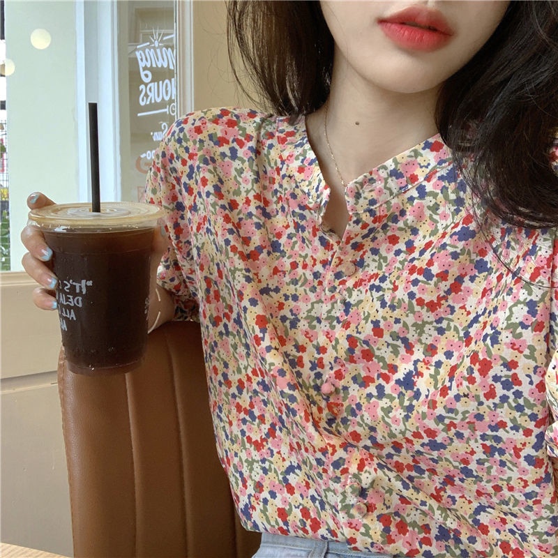 Áo Sơ Mi Nữ Tay Lỡ Họa Tiết Hoa Thời Trang Mới