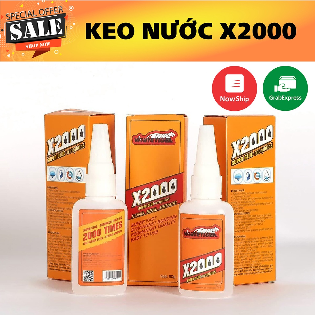 [CHỐNG THẤM] Keo Dán x2000  Đa Năng Dán Tất Cả Vật Liệu Bằng Gỗ, Vải, Gốm Sứ, Nhựa An Toàn Với Da Tay