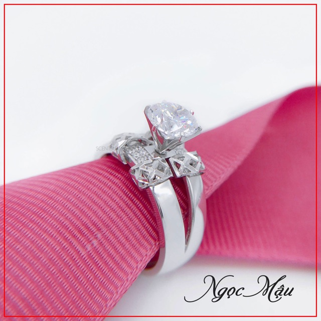 Nhẫn đá cao 2 đai trơn sang trọng cực kỳ nét đẹp bạc chuẩn NGỌC MẬU