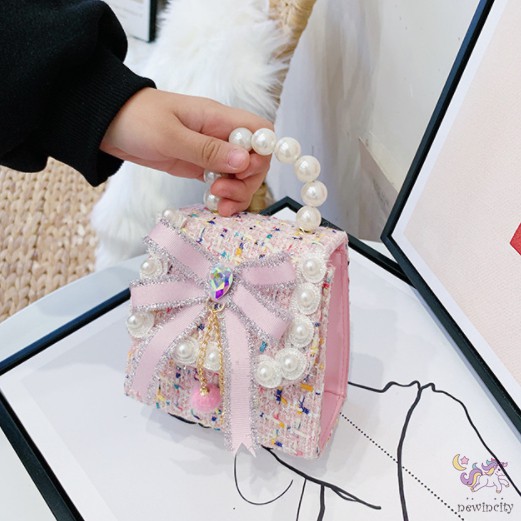 Túi Đeo Chéo Đính Nơ Và Ngọc Trai Dễ Thương Cho Bé Gái