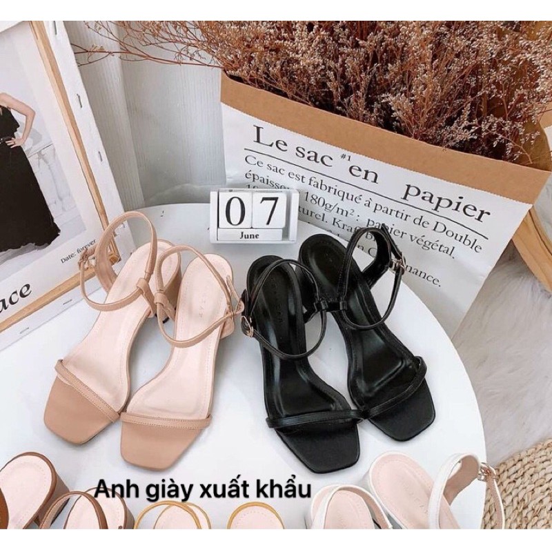 SD12 - Sandal quai ngang mảnh gót vuông 5p VNXK( ảnh thật, kèm video)