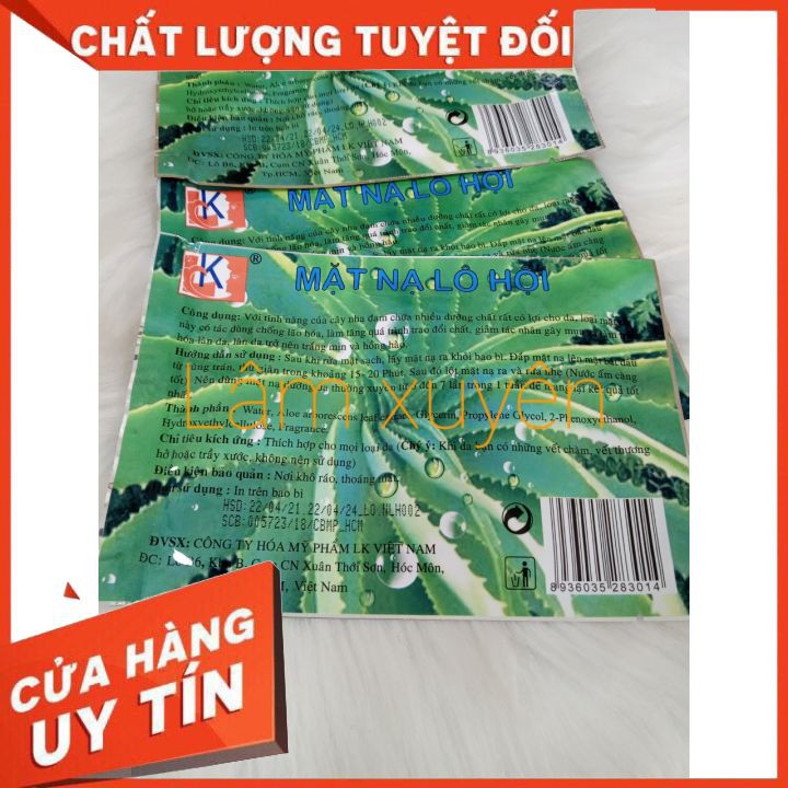 Mặt nạ lô hội dưỡng da miếngFREESHIP,tăng quá trình trao đổi chất ,giảm tác nhân gây mụn,  cấp ẩm cho da chống lão hóa