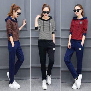 Đồ bộ thu đông nữ phối sọc đẹp mắt đẳng cấp  hàng Quảng Châu