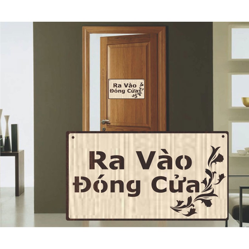 Bảng Gỗ Trang Trí Ra Vào Đóng Cửa, Bảng Gỗ Decor Ra Vào Nhớ Đóng Cửa