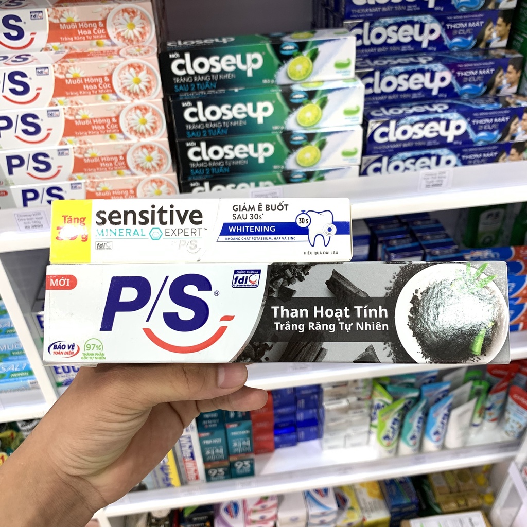 Kem đánh răng PS bảo vệ 123 than hoạt tính 180g