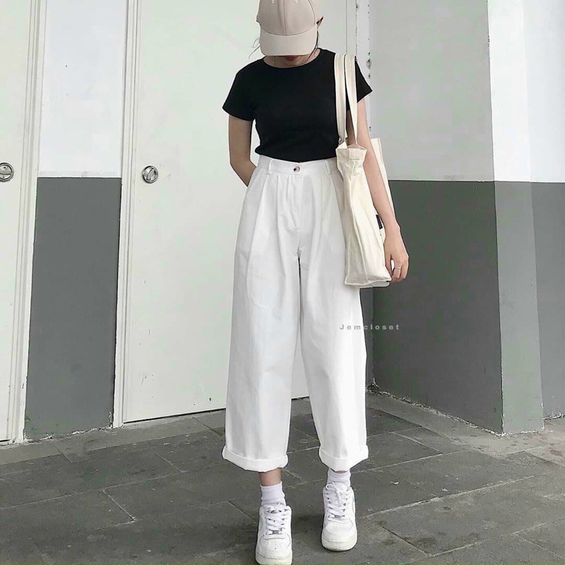 Quần ống rộng lưng thun bên hông- ms97 hình thật có size cho người trên 60kg