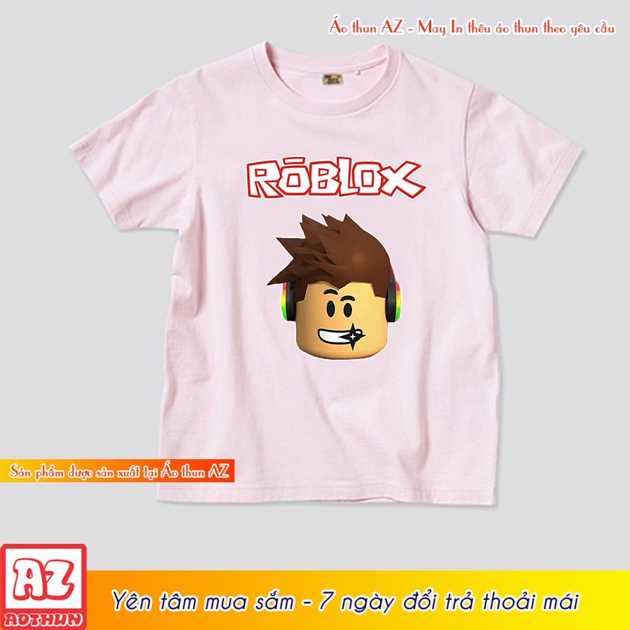 Áo thun trẻ em in hình game roblox màu cam trắng hồng xanh biển rolox cho bé M2889