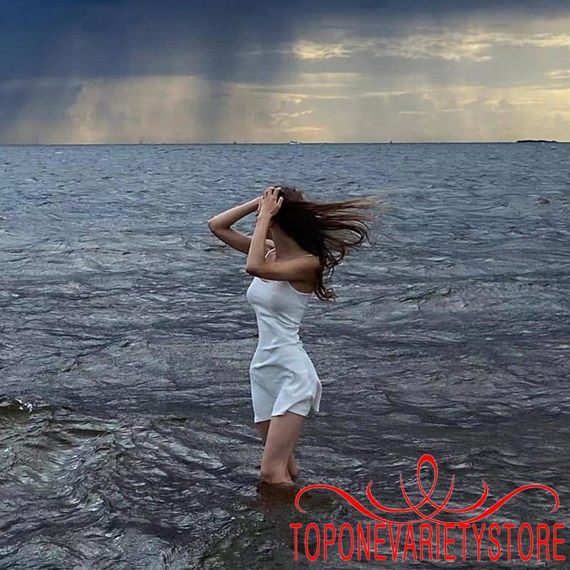 Topone Đầm Hai Dây Hở Lưng Màu Trơn Thời Trang Mùa Hè Cho Nữ