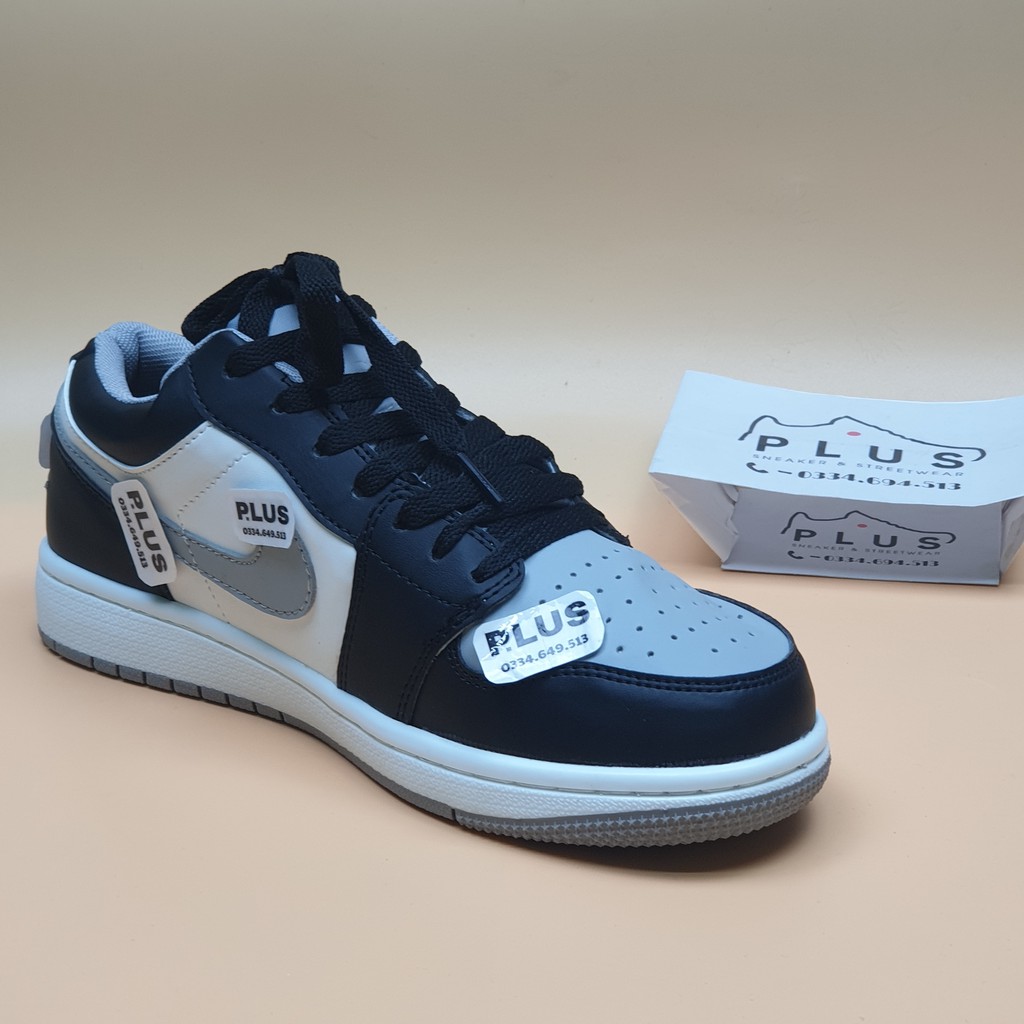 Giầy thể thao sneaker da đế cao su đen xám cổ thấp - thời trang plus -NJT13