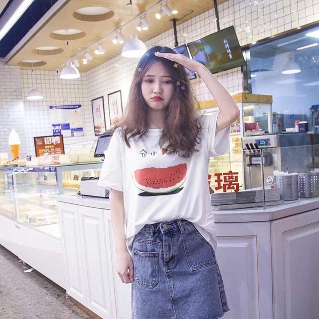 Áo phông miếng dưa hấu chữ tàu LDU0619