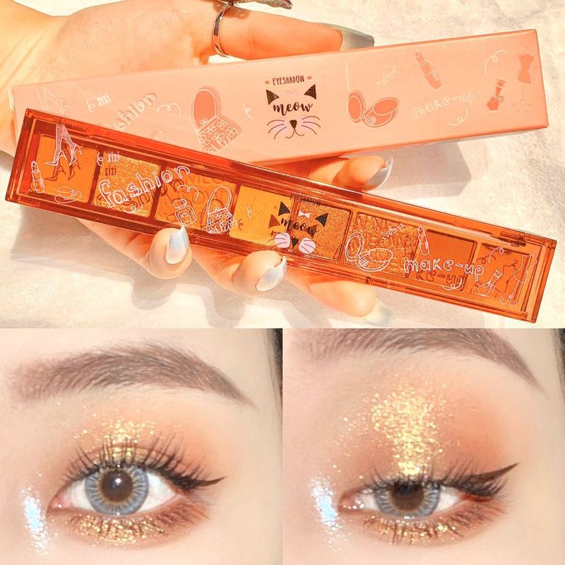 Bảng phấn mắt XIXI 8 ô màu tông cam nâu tím Meow Eyeshadow xinh xắn