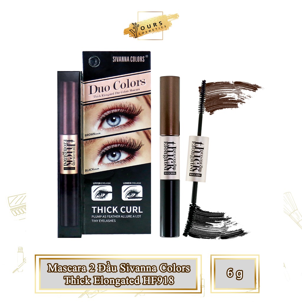 [Auth Thái] Mascara 2 Đầu Sivanna Thick Elongated Duo Colors - 2 Màu - HF918 - Chuốt Mi  2 Đầu Sivanna Thick Elongated