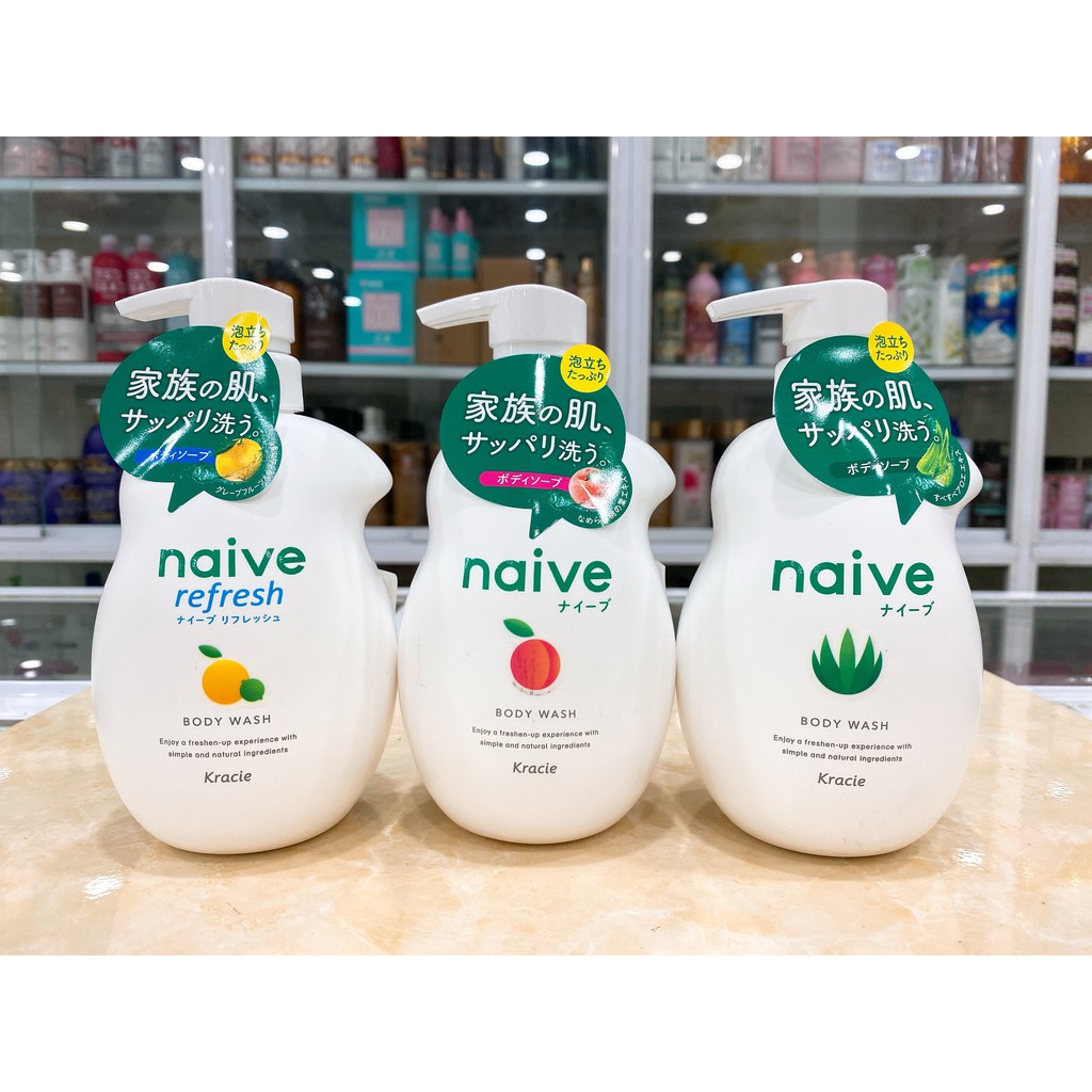 (Mẫu Mới 530ml) Sữa Tắm Naive Kracie Hàng Nội Địa Nhật Bản Dưỡng Trắng Và Giữ Ẩm