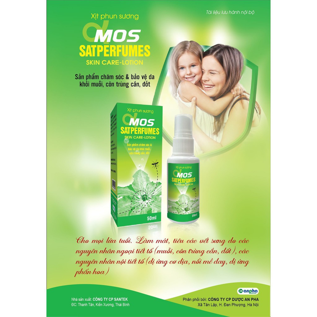 Mos Satperfumes - Bảo vệ da khỏi côn trùng cắn đốt, sử dụng cho mọi nứa tuổi (Chai 50ml)