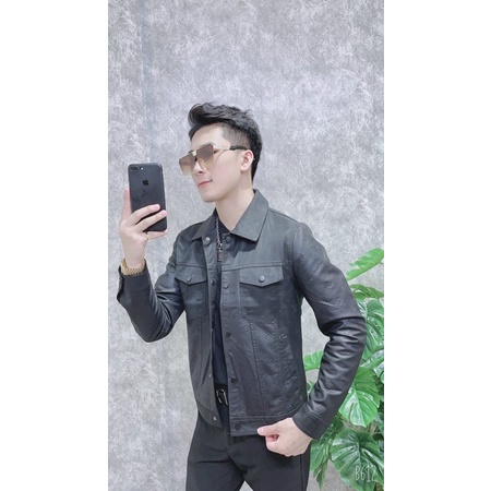 Áo khoác da vân LV siêu cấp, áo khoác da lv dành cho nam