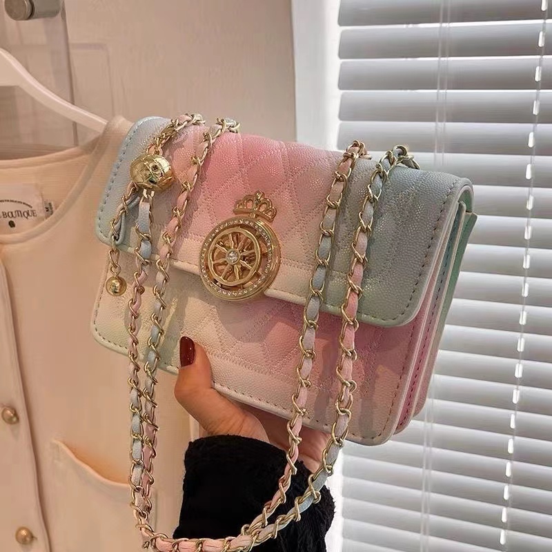 Túi Đeo Chéo Hình Vuông Nhỏ Họa Tiết Kim Cương Phong Cách Mới Mùa Hè Cho Nữ