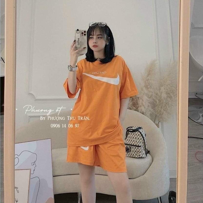 Bộ thun nữ chất cotton hot hit/Set áo thun tay lỡ quần short form rộng unisex chất liệu cotton cao cấp thấm hút mồ hôi