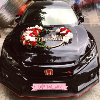 Hoa lụa xe cưới đỏ trắng (size nhỏ)