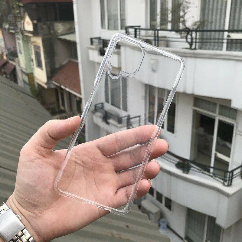 Samsung A12_Ốp lưng dẻo TPU trong suốt có Gờ bảo vệ camera siêu bền