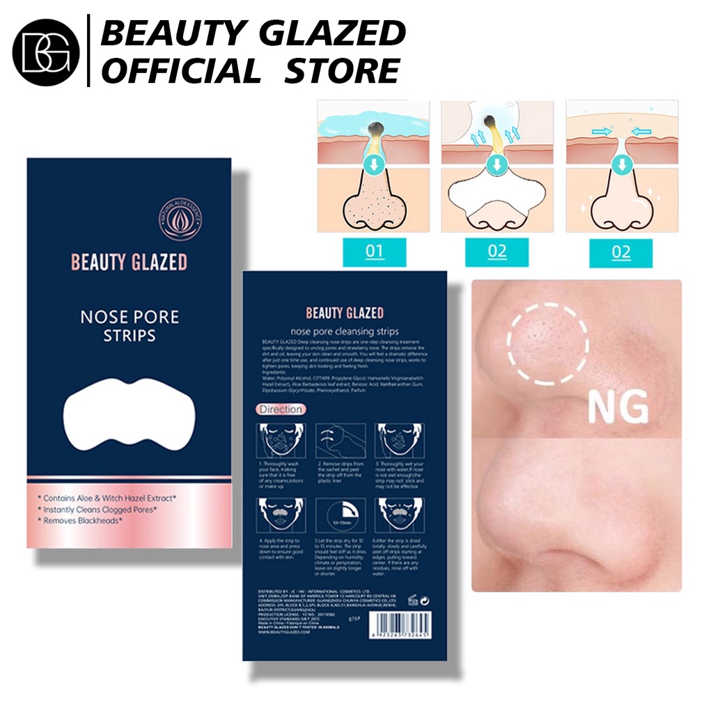 Miếng dán lột mụn BEAUTY GLAZED làm sạch sâu hỗ trợ giảm mụn đầu đen dành cho vùng mũi