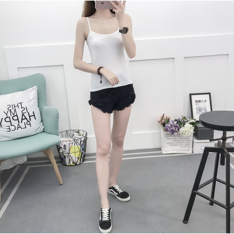 Áo Hai Dây Cổ Tròn Dáng Ôm Màu Trơn Phong Cách Hàn Quốc | BigBuy360 - bigbuy360.vn