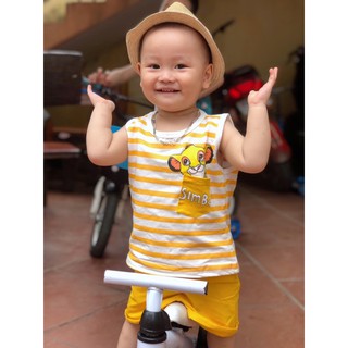 Set 2 bộ ba lỗ cute hạt me cho bé