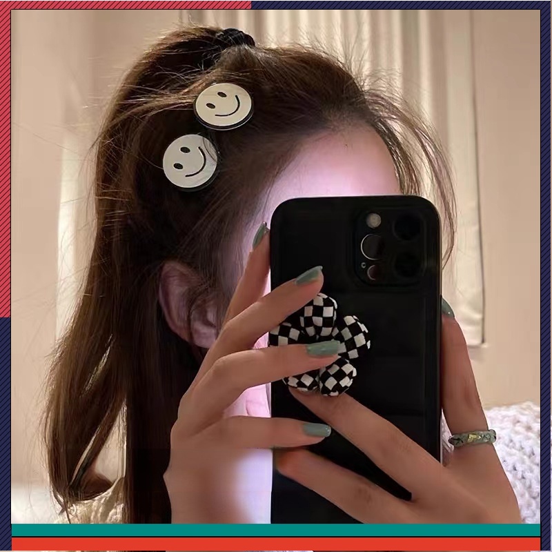 Kẹp Tóc Acrylic Hình Mặt Cười Nhỏ Xinh Thời Trang Retro Cho Nữ