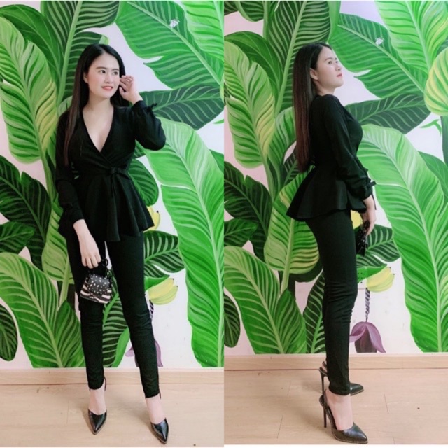set áo peplum + quần ôm