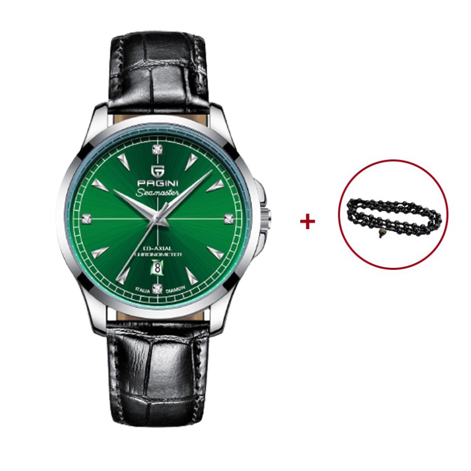 Đồng Hồ Nam PAGINI PA15588 Mặt Xanh Dây Da Cao Cấp Mặt Kính Chống Xước, Chống Nước Bảo Hành 12 Tháng