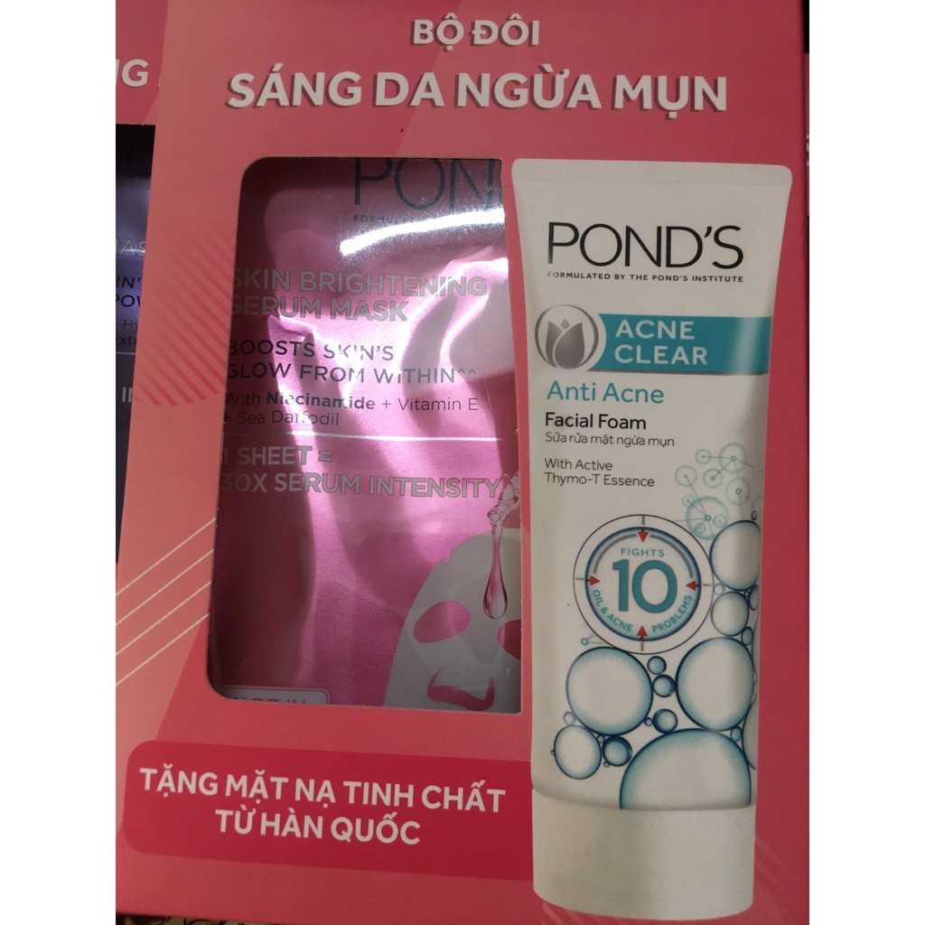 Sữa Rửa Mặt Pond's 50g Sáng Da Ngừa Mụn Pond's Acne Clear + Tặng mặt nạ tinh chất