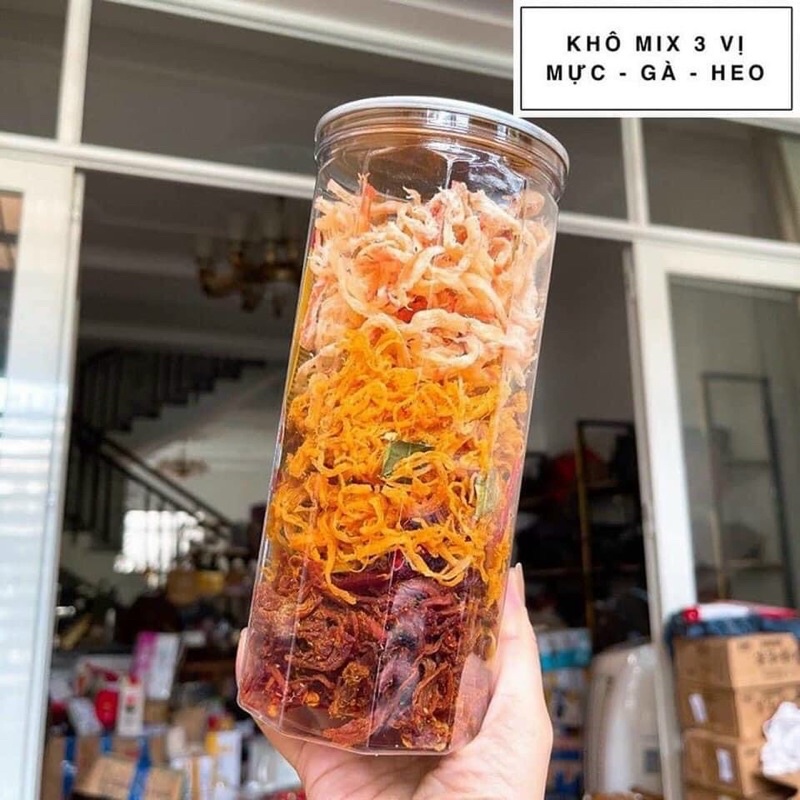 KHÔ MIX 3 VỊ HỦ 300G: khô heo, khô gà, khô mực hấp nước dừa | BigBuy360 - bigbuy360.vn