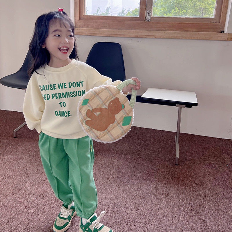Bộ Đồ Thể Thao 2 Món Áo Tay Dài Phối Quần Dài Thời Trang Mùa Thu Cho Bé Gái