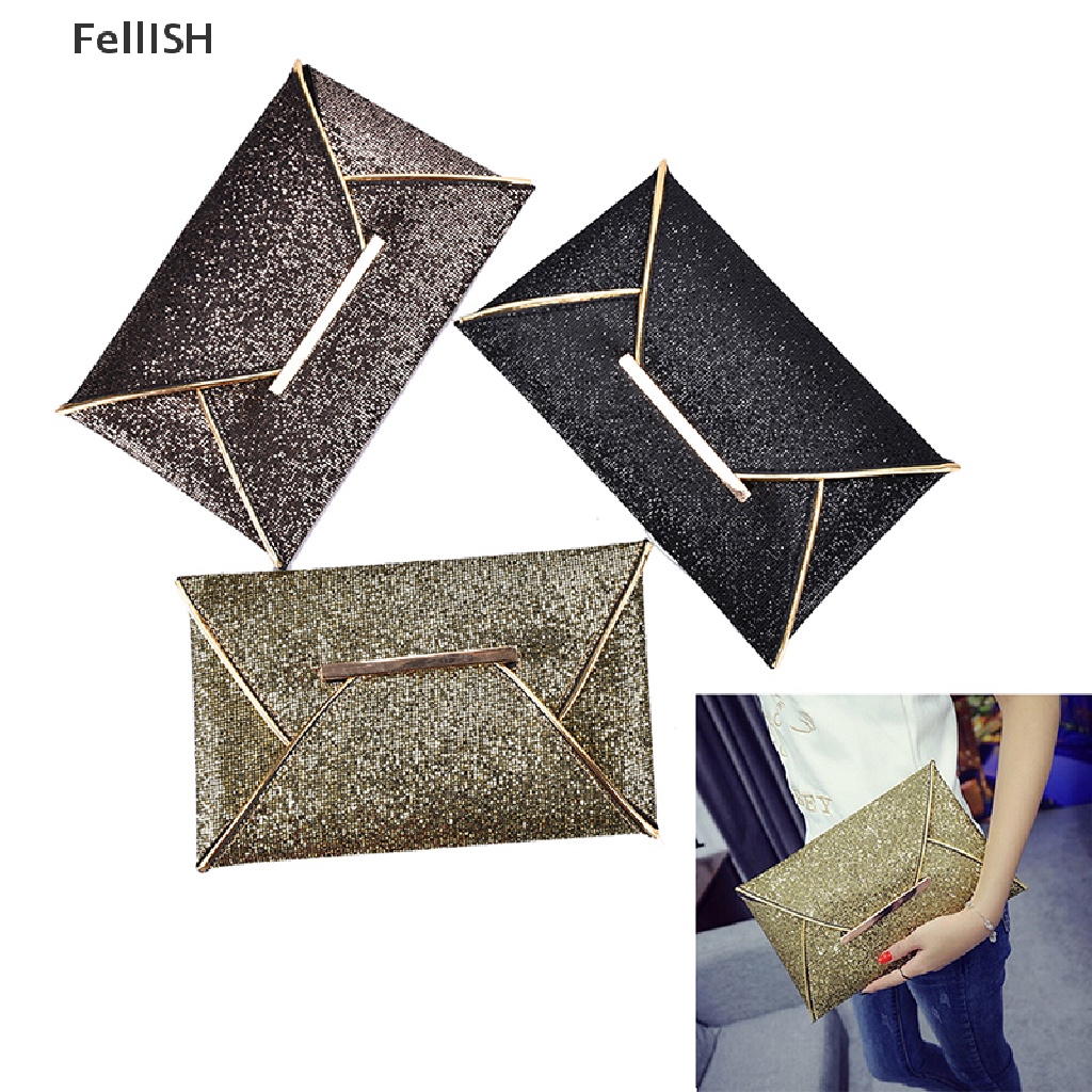 Ví Cầm Tay Hình Bao Thư Đính Kim Sa Thời Trang Dành Cho Nữ 439br