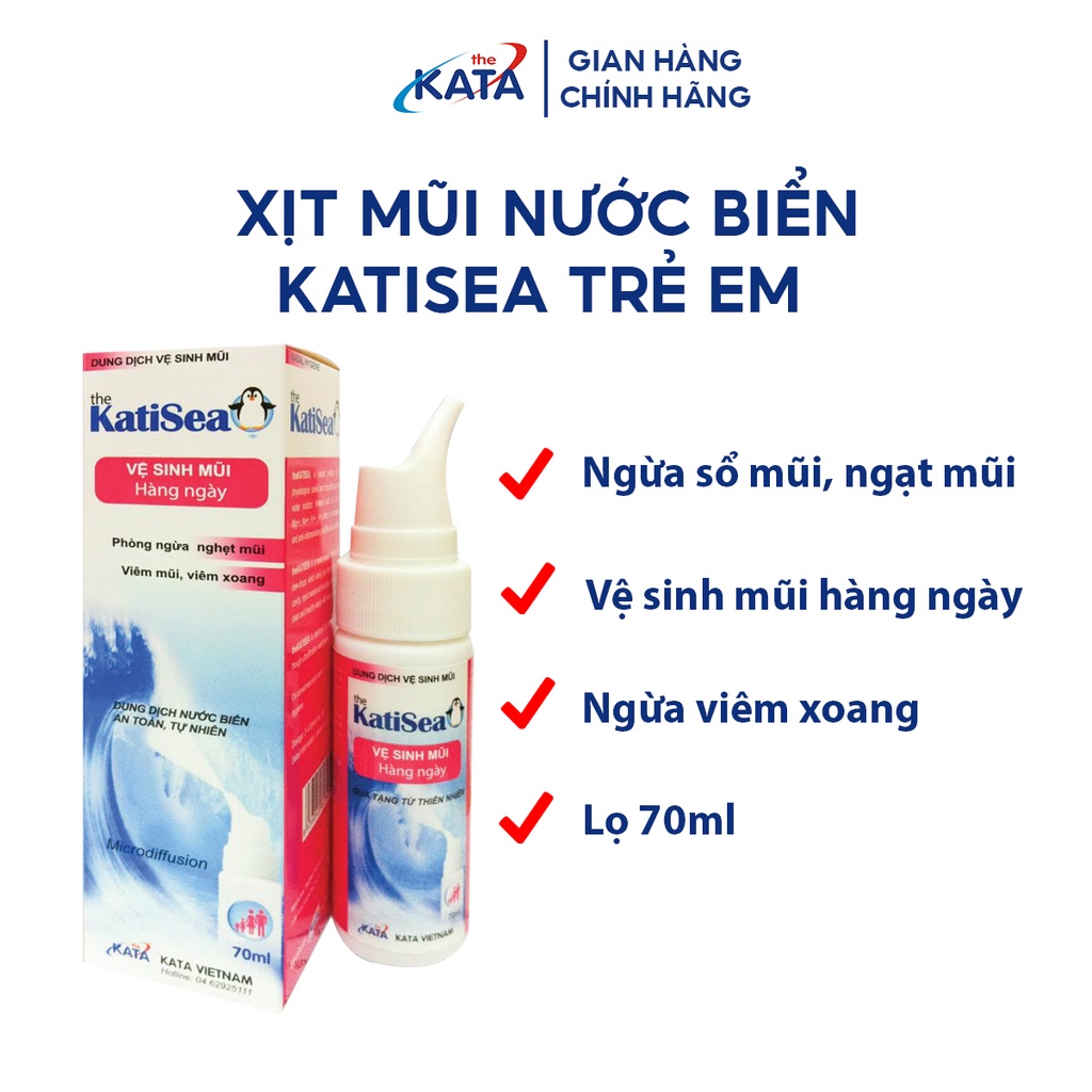 Xịt Mũi Nước Muối Biển KatiSea 70ml Hồng Vệ Sinh Mũi Thông Mũi - Kata Pharma KP006