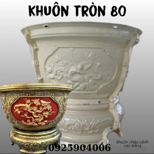 Khuôn đúc chậu cảnh Tròn 80 lòng ghép kết hợp Chân Đôn, Nhựa ABS mới 100% dùng làm chậu cây cảnh bonsai ngoài trời