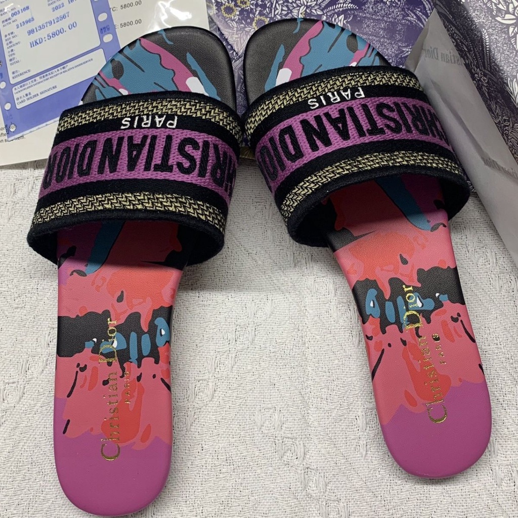 Dép Dior Họa Tiết Thêu Chất Lượng Cao Thời Trang Cho Nữ size 35-42