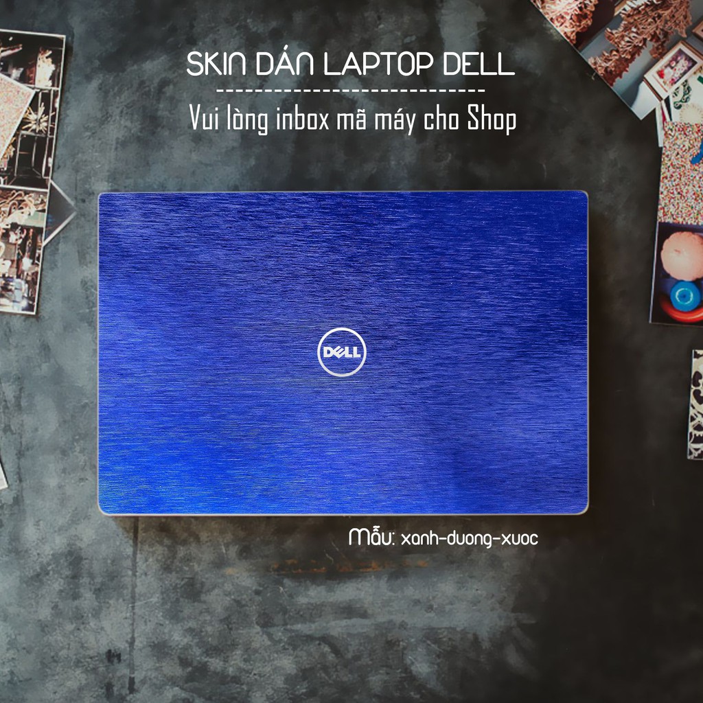 Skin dán Laptop Dell màu Chrome xanh dương xước (inbox mã máy cho Shop)
