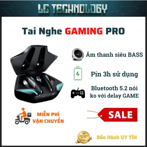 Tai Nghe Gaming Không Dây Pro Bluetooth 5.2 Với Bass mạnh mẽ, độ trễ cực thấp khi chơi game