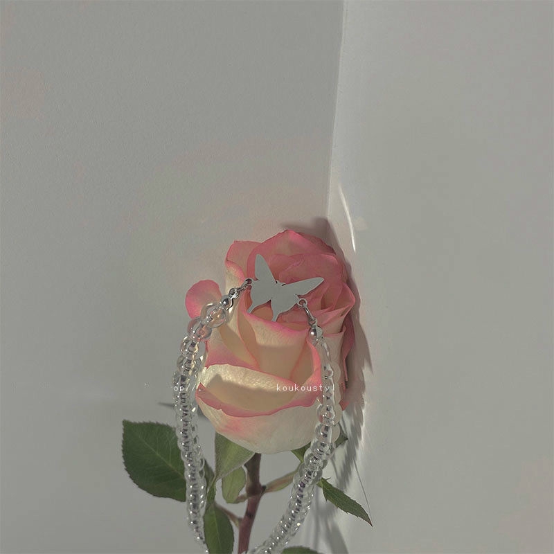 Personalized fashion, wild, transparent beads and butterfly necklace