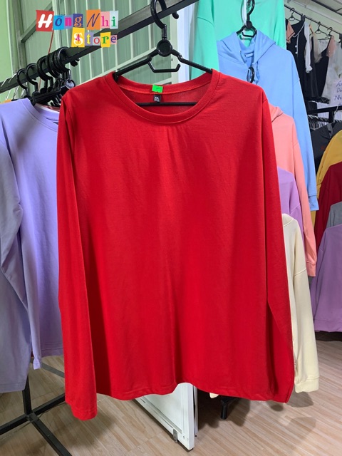 Áo Thun Tay Dài Trơn Long Tee Ulzzang Unisex Dáng Rộng Màu Đỏ - MM