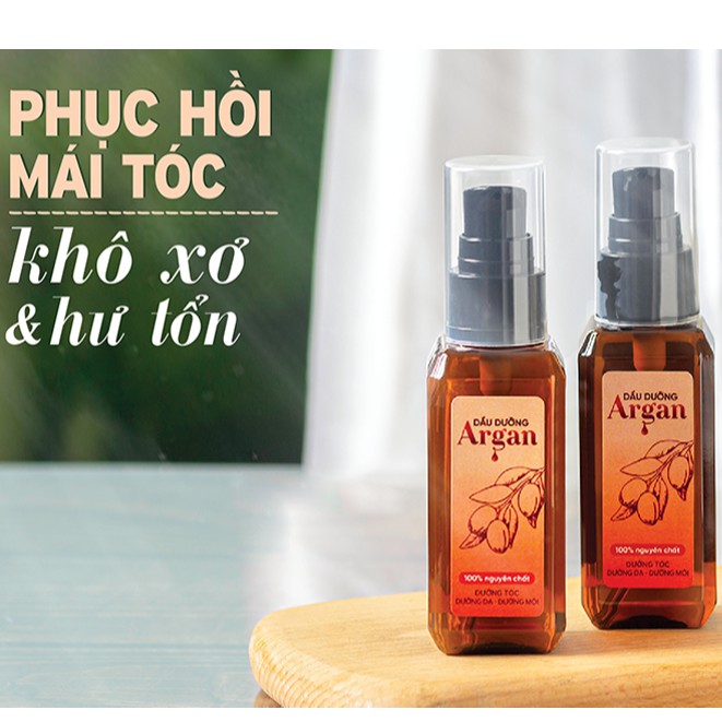 Dầu dưỡng tóc Argan nguyên chất 100% - Dầu dưỡng tóc chắc khỏe, dưỡng tóc mềm mại và suôn mượt tự nhiên