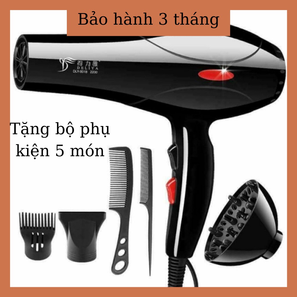 Máy Sấy Tóc 2 Chiều Deliya 8018 Công Suất Lớn 2200w Dễ Dàng Tạo Kiểu Tặng Bộ Phụ Kiện 5 Món