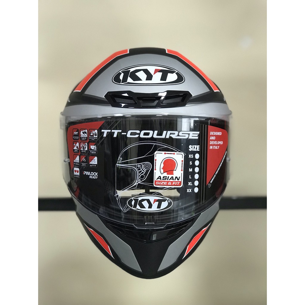 Nón bảo hiểm fullface KYT TT Course size M L XL chính hãng tem Electron black/red