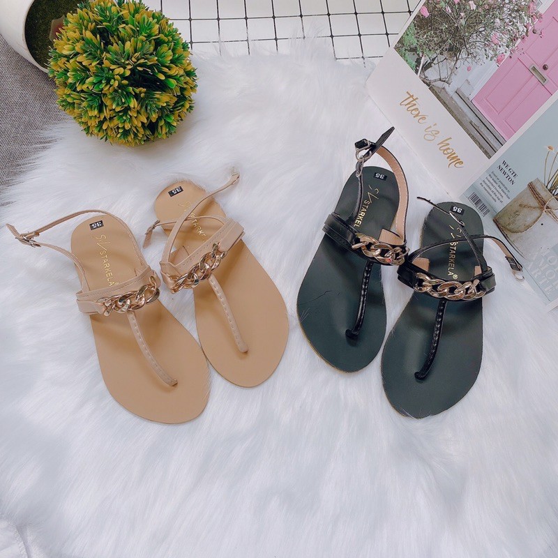 [Sale mạnh] DÉP SANDAL NỮ BỆT XỎ NGÓN PHỐI XÍCH CỰC HOT HIT